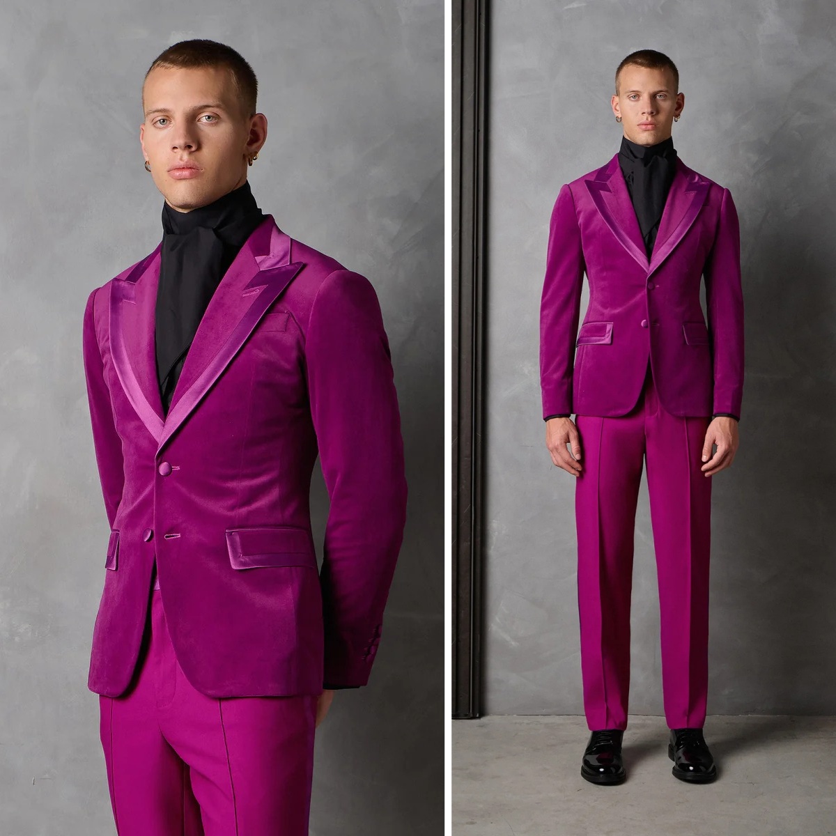Men Formal Wear Modern - 시크한 남성 웨딩 턱시도 벨벳 2피스