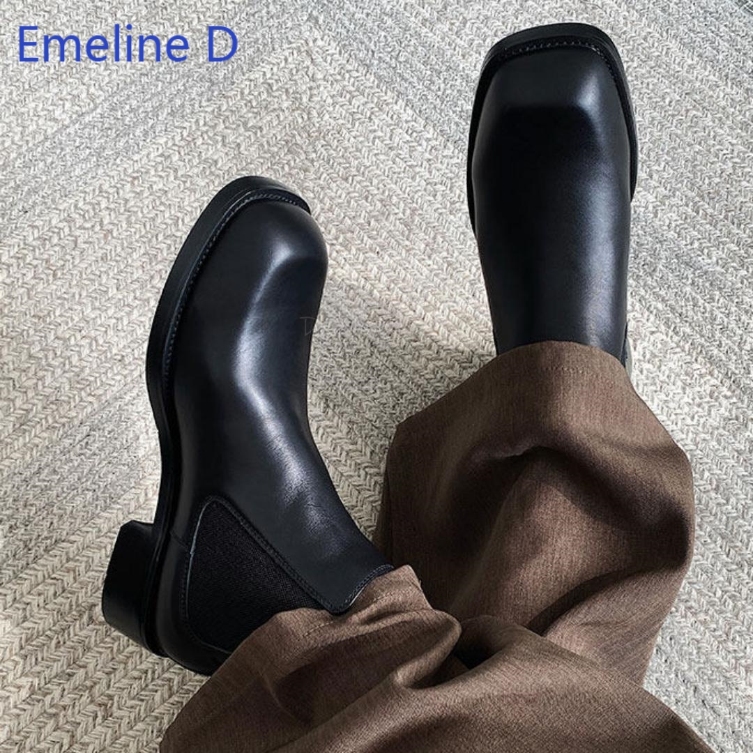 남성용 사각 앞코 첼시 부츠, 신축성 있는 소재로 발목 - Formal Men Daily Wear Footwear 리뷰 및 가격