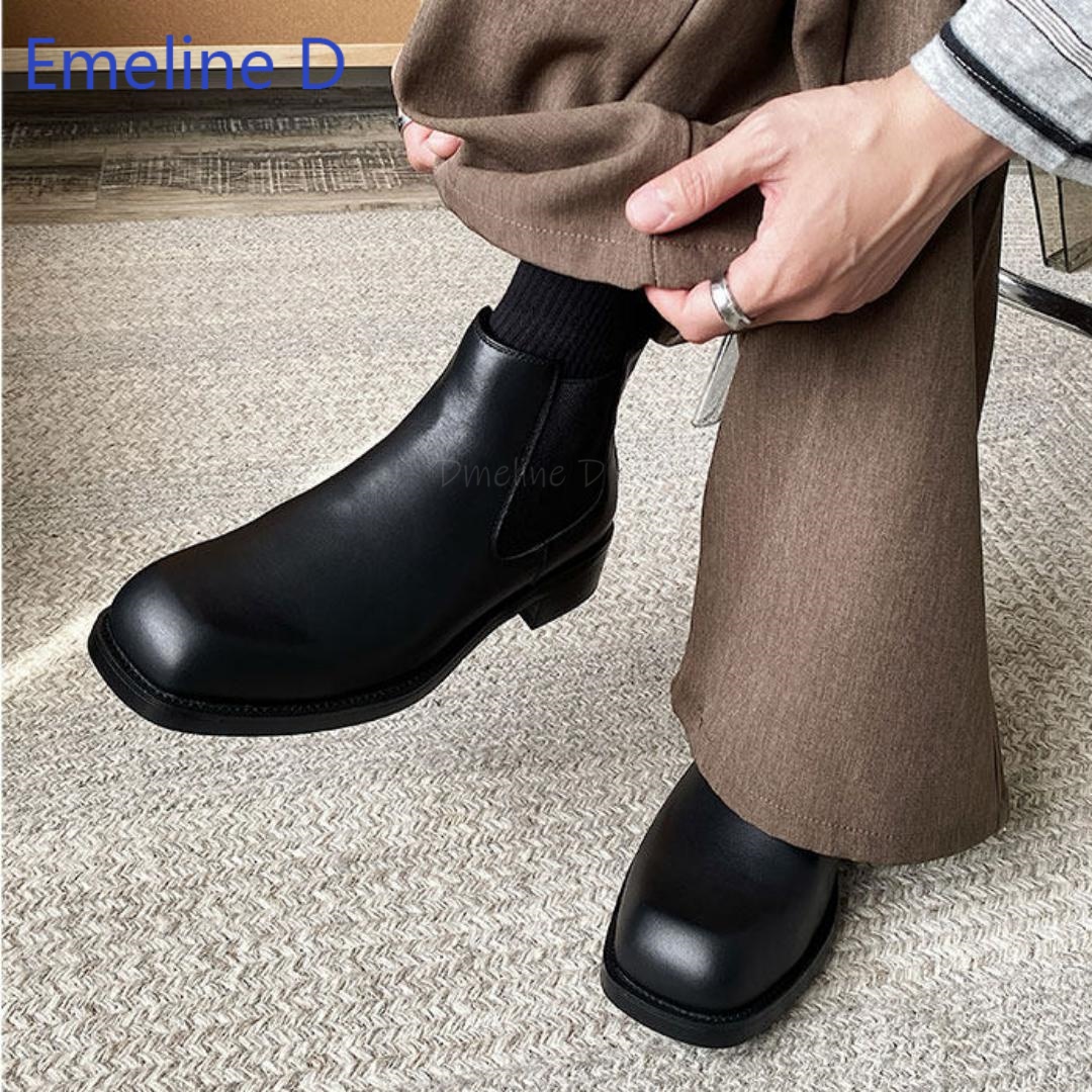 남성용 사각 앞코 첼시 부츠, 신축성 있는 소재로 발목 - Formal Men Daily Wear Footwear 리뷰 및 가격