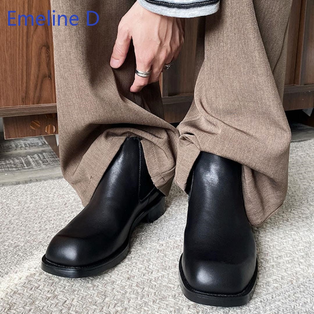 남성용 사각 앞코 첼시 부츠, 신축성 있는 소재로 발목 - Formal Men Daily Wear Footwear 리뷰 및 가격