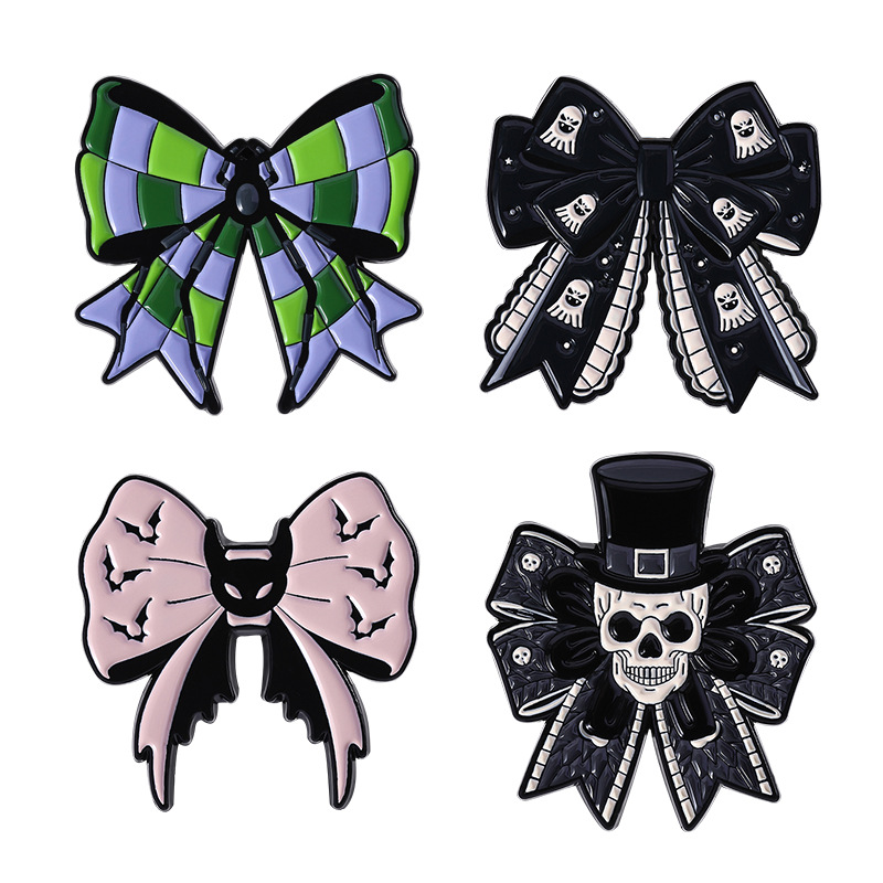 할로윈 테마 브로치 핀 귀여운 리본 모양 해골 디자인  - Tuxedo Lapel Pin 리뷰 및 가격