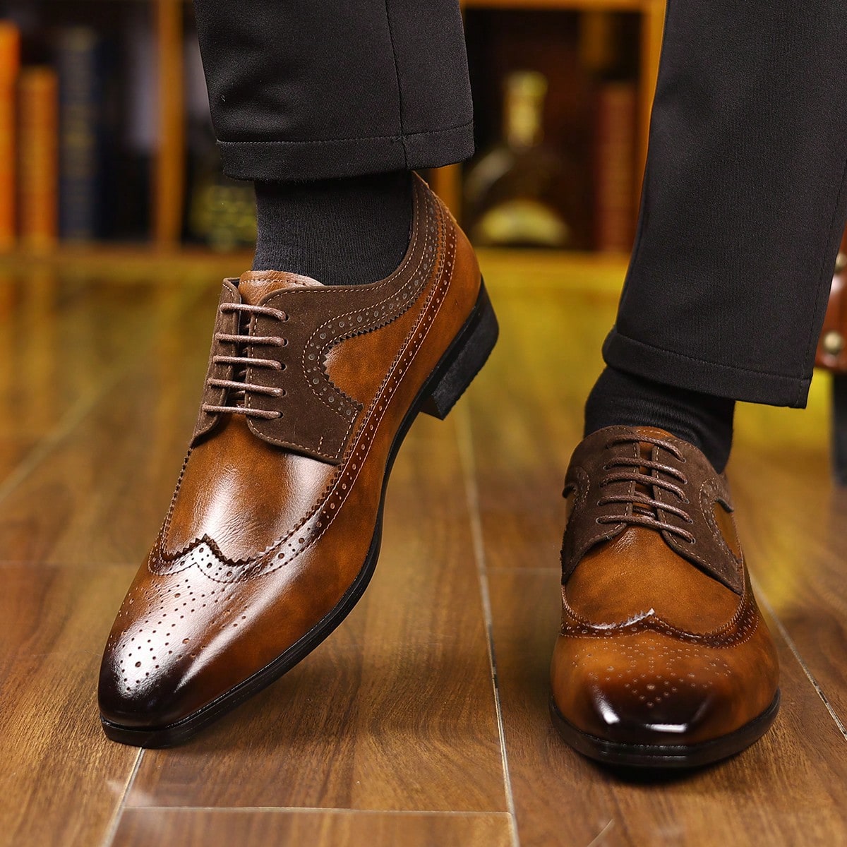 남성용 윙팁 브로그 스타일의 끈으로 묶는 정장 구두,  - Formal Men Daily Wear Footwear 리뷰 및 가격