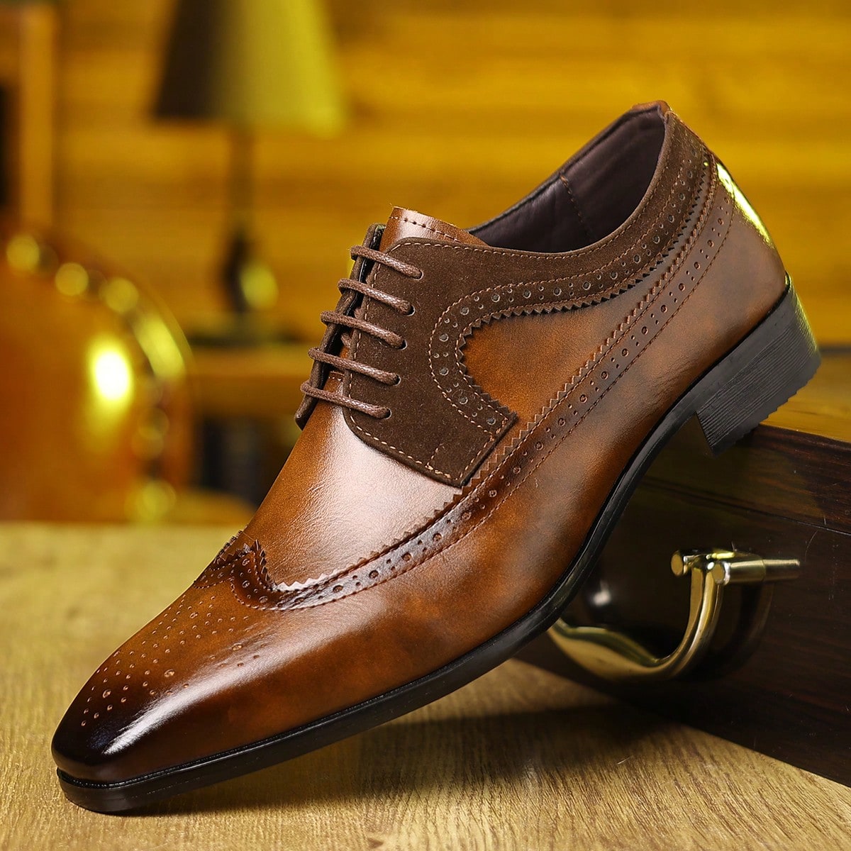 남성용 윙팁 브로그 스타일의 끈으로 묶는 정장 구두,  - Formal Men Daily Wear Footwear 리뷰 및 가격