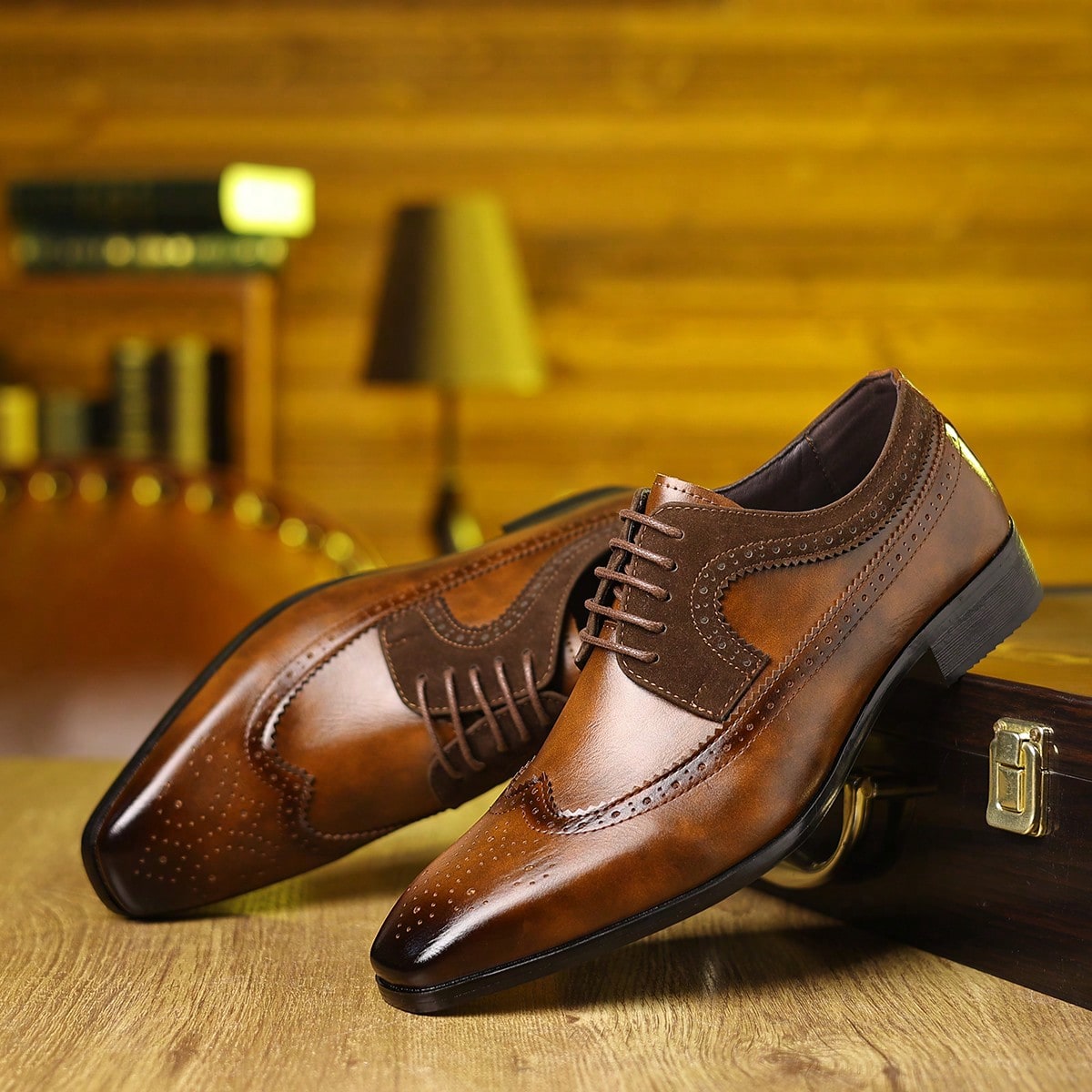 남성용 윙팁 브로그 스타일의 끈으로 묶는 정장 구두,  - Formal Men Daily Wear Footwear 리뷰 및 가격