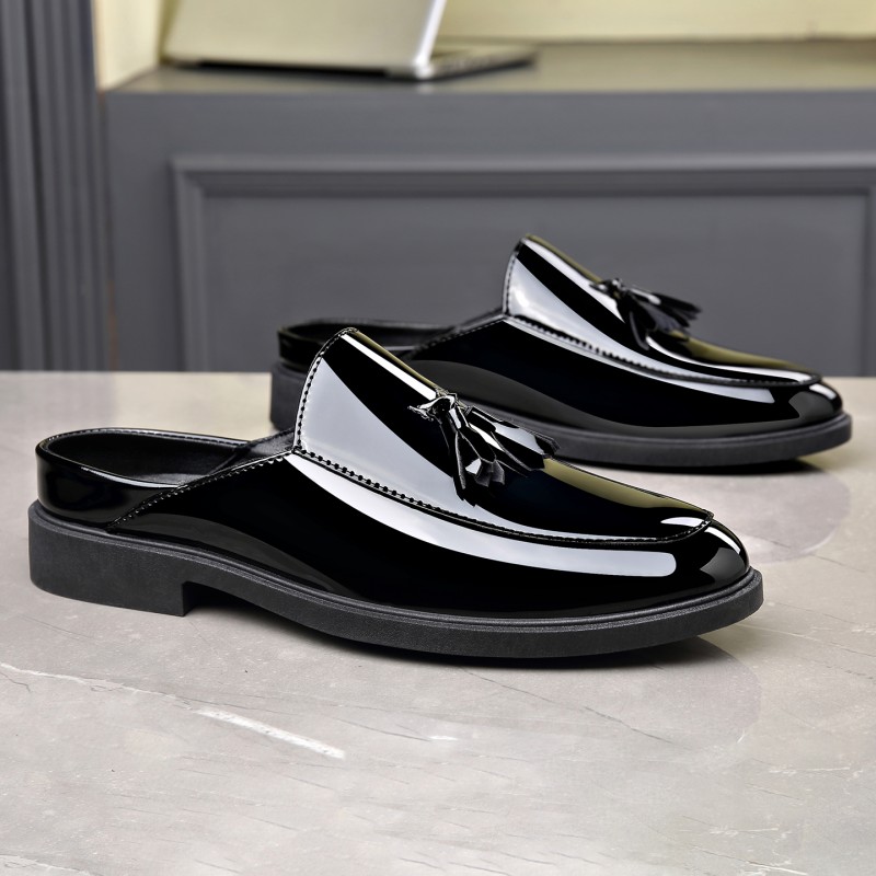 남성용 검은색 특수 가죽 소재의 뮬, 술 장식, 슬립온 - Formal Men Daily Wear Footwear 리뷰 및 가격
