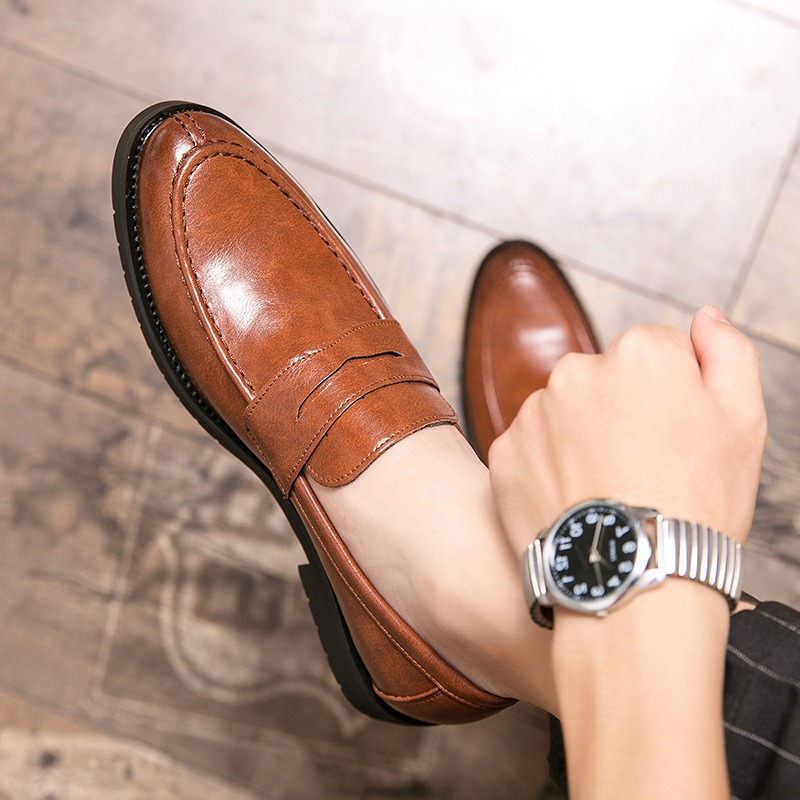 남성용 빈티지 인조 가죽 페니 로퍼 슬립온 포인티드 토 - Formal Men Daily Wear Footwear 리뷰 및 가격