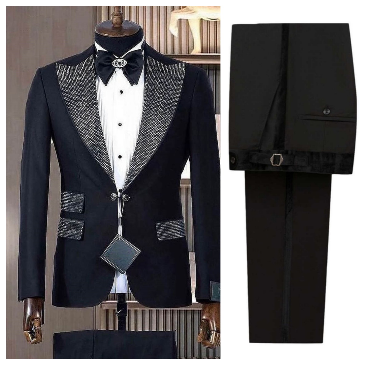 정장 남성 턱시도 비즈 장식 2피스 자켓 팬츠 웨딩 수 - Men Formal Wear Modern 리뷰 및 가격