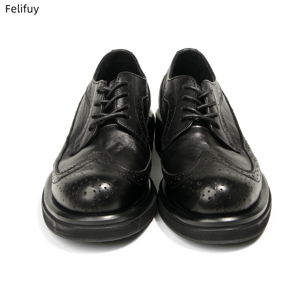 블랙 더비 슈즈 빈티지 조각 소가죽 남성화 올 천연 가 - Men Formal Wear All Black 리뷰 및 가격
