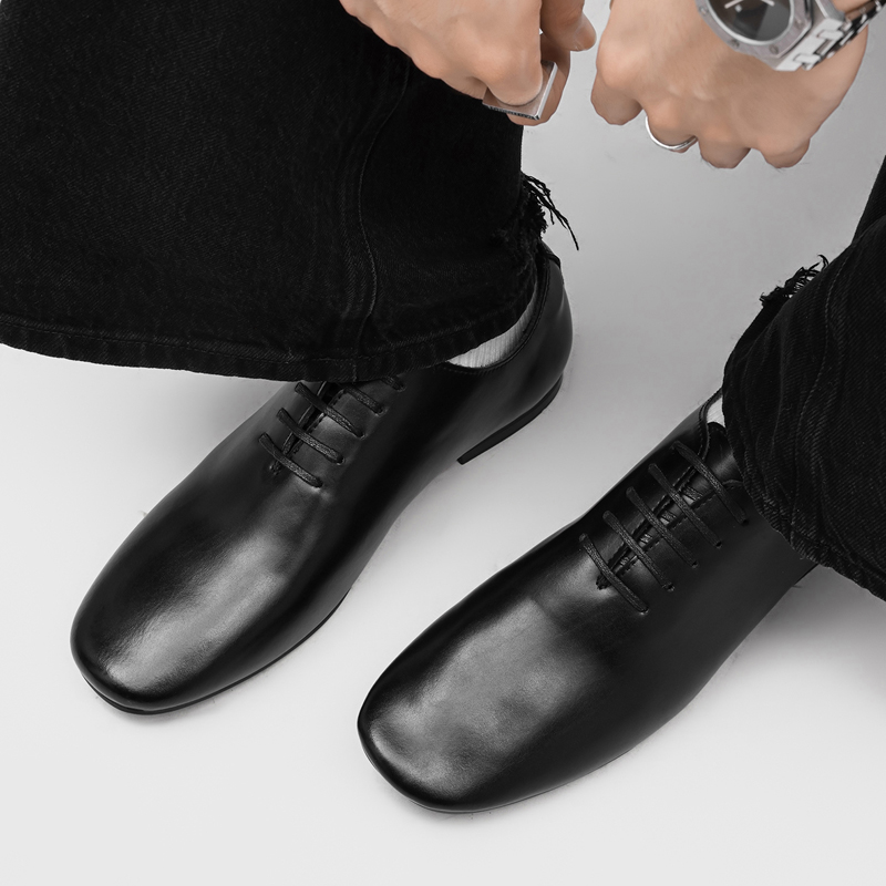 남성용 레이스업 옥스퍼드 드레스 슈즈, 스퀘어 토 플랫 - Formal Men Daily Wear Footwear 리뷰 및 가격